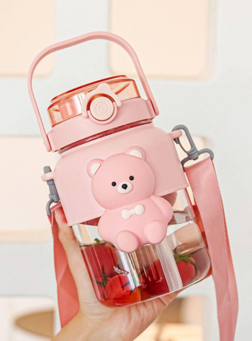 Botella de agua pink bear kawaii